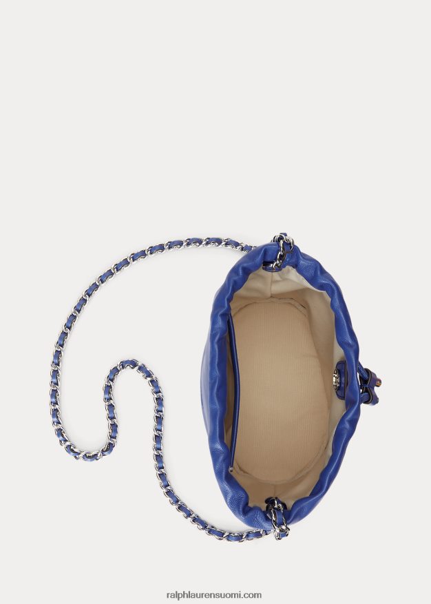 Ralph Lauren naiset nappanahkaa keskikokoinen emmi-bucket-laukku 0Z24ZR5370 sininen saturn