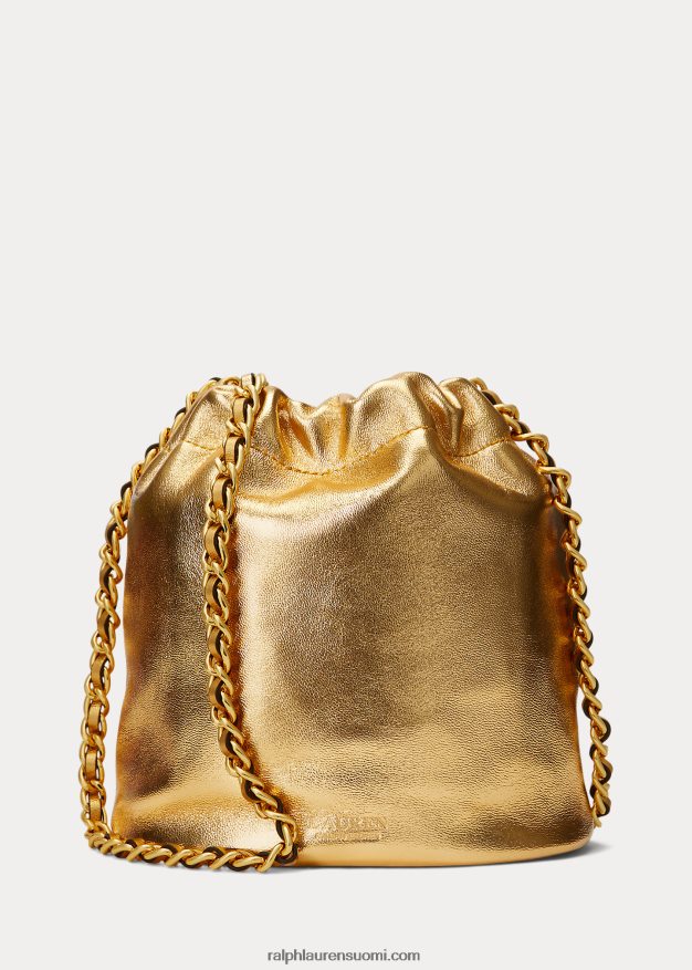 Ralph Lauren naiset nappanahkaa keskikokoinen emmi-bucket-laukku 0Z24ZR5372 moderni kulta