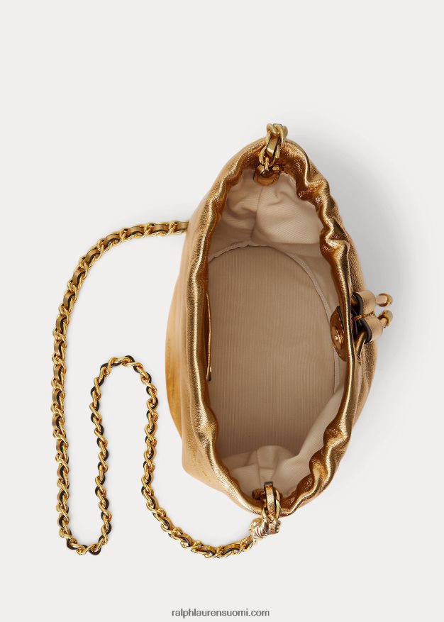 Ralph Lauren naiset nappanahkaa keskikokoinen emmi-bucket-laukku 0Z24ZR5372 moderni kulta