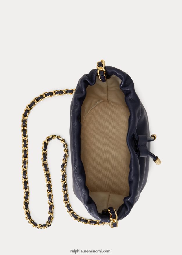 Ralph Lauren naiset nappanahkaa keskikokoinen emmi-bucket-laukku 0Z24ZR5374 hienostunut laivasto