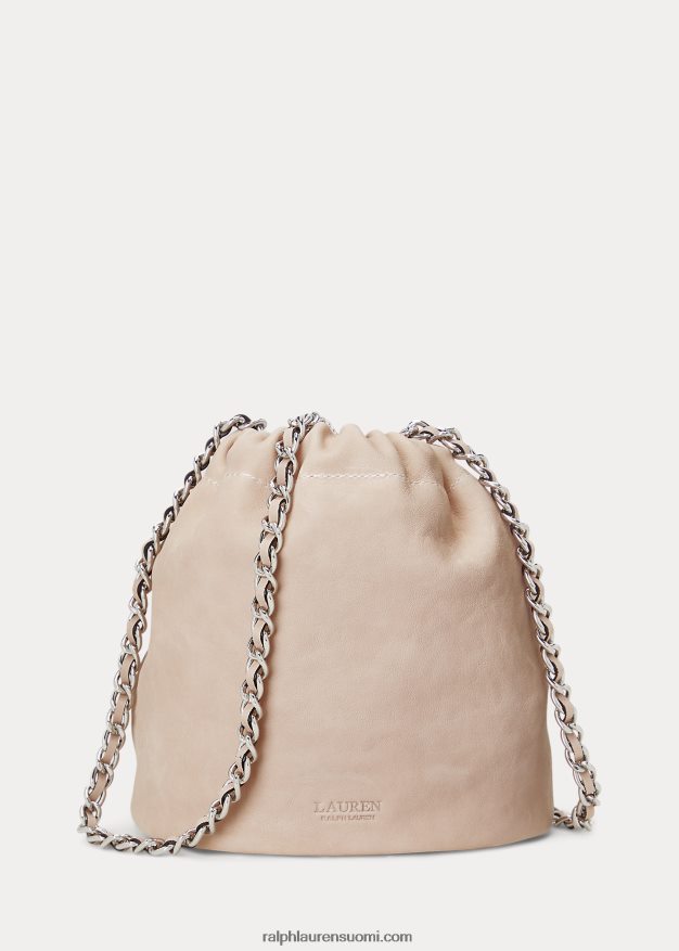 Ralph Lauren naiset pesty nahka keskikokoinen emmi bucket laukku 0Z24ZR5365 vaalea pinkki