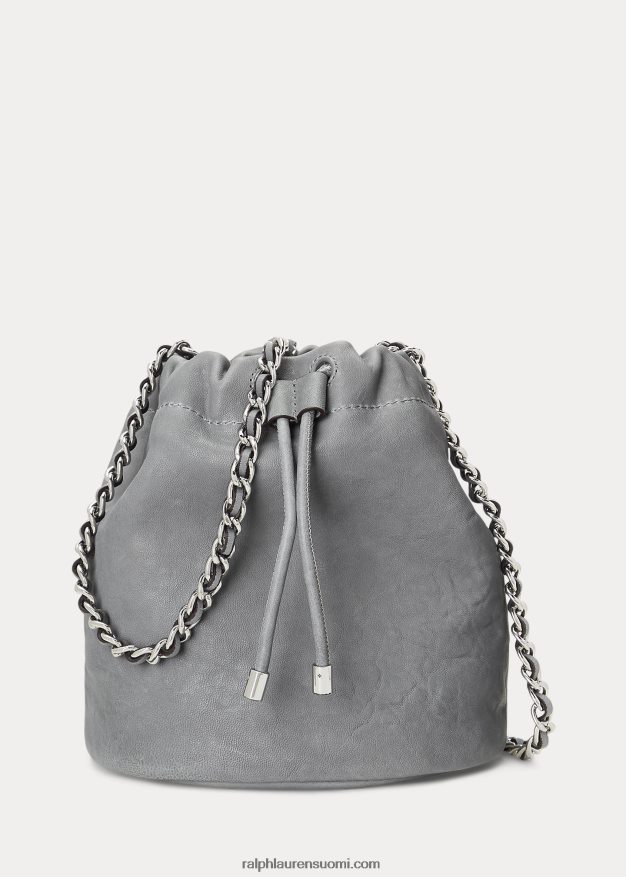 Ralph Lauren naiset pesty nahka keskikokoinen emmi bucket laukku 0Z24ZR5366 valtameri