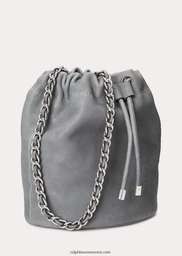 Ralph Lauren naiset pesty nahka keskikokoinen emmi bucket laukku 0Z24ZR5366 valtameri