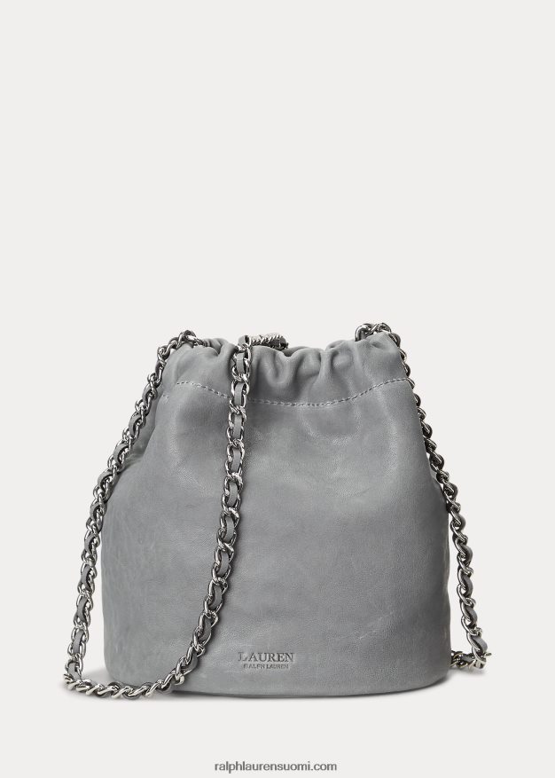 Ralph Lauren naiset pesty nahka keskikokoinen emmi bucket laukku 0Z24ZR5366 valtameri