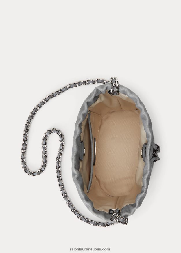 Ralph Lauren naiset pesty nahka keskikokoinen emmi bucket laukku 0Z24ZR5366 valtameri