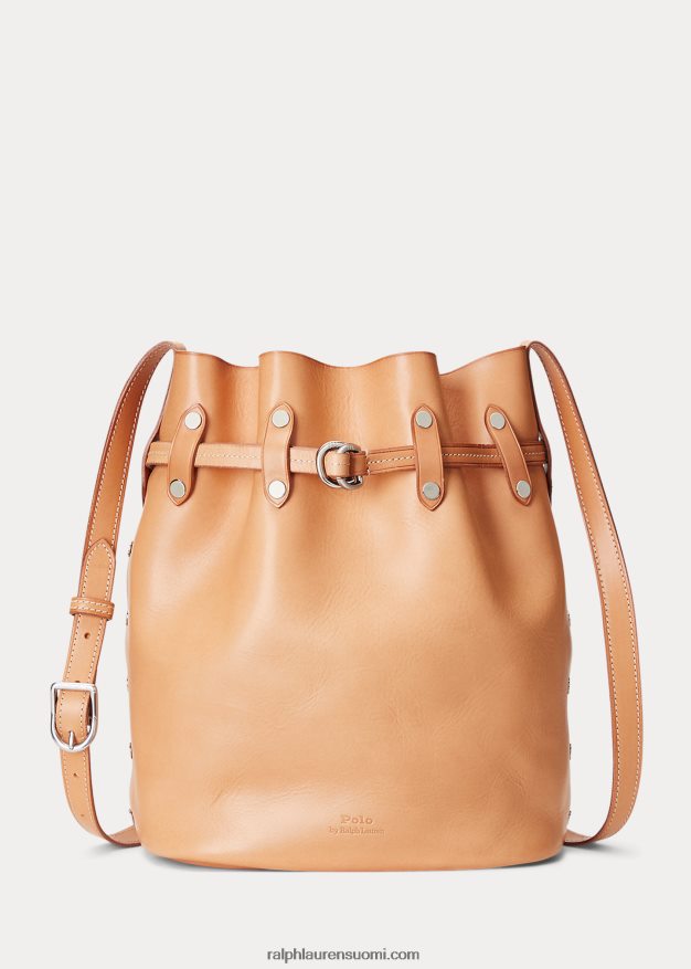 Ralph Lauren naiset stud vachetta iso bellport ämpärilaukku 0Z24ZR5203 luonnollinen