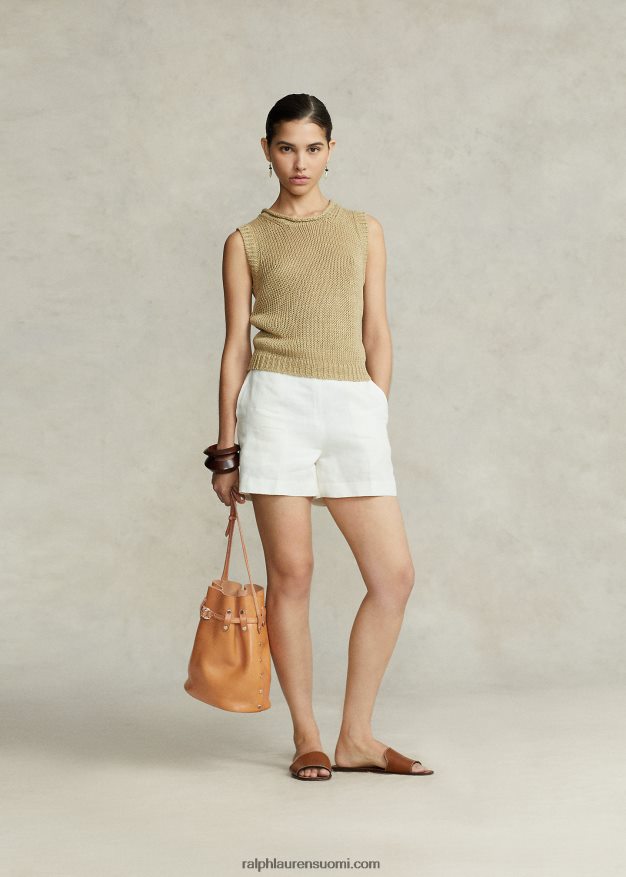 Ralph Lauren naiset stud vachetta iso bellport ämpärilaukku 0Z24ZR5203 luonnollinen