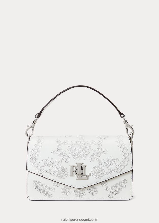 Ralph Lauren naiset eyelet pieni tayler crossbody laukku 0Z24ZR5335 valkoinen