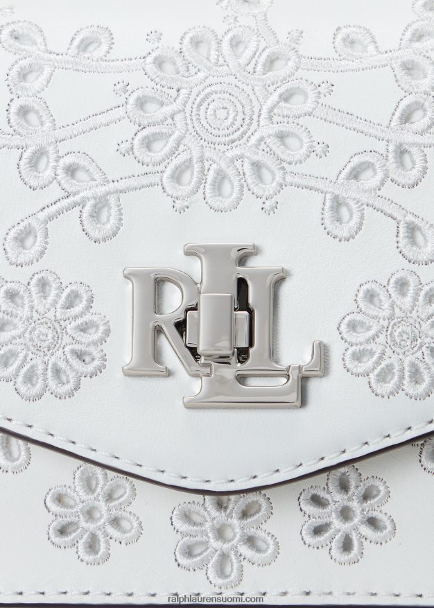 Ralph Lauren naiset eyelet pieni tayler crossbody laukku 0Z24ZR5335 valkoinen