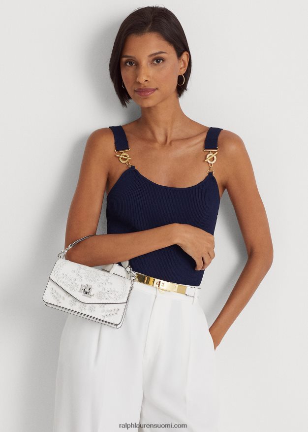 Ralph Lauren naiset eyelet pieni tayler crossbody laukku 0Z24ZR5335 valkoinen