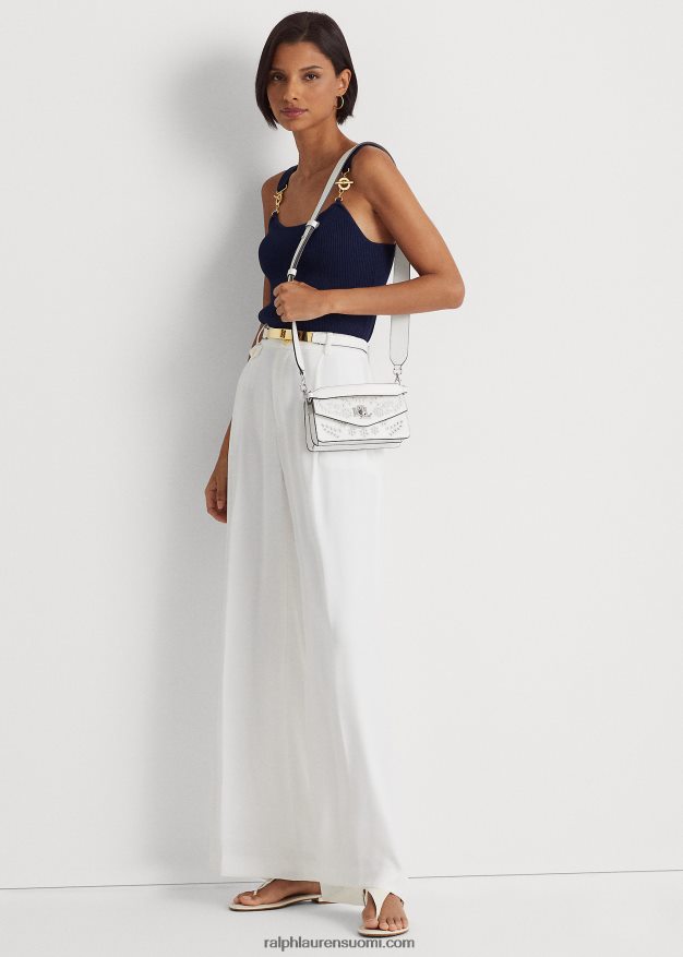 Ralph Lauren naiset eyelet pieni tayler crossbody laukku 0Z24ZR5335 valkoinen