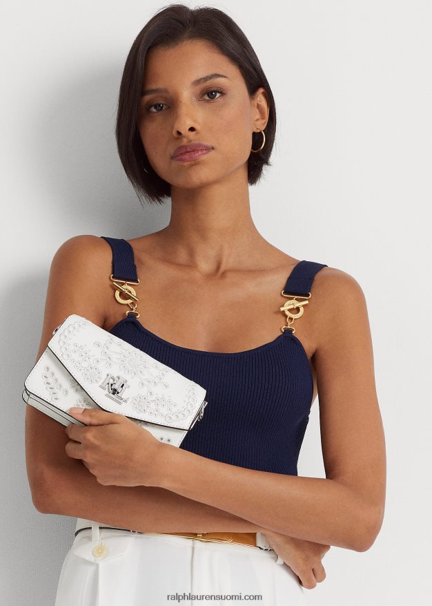 Ralph Lauren naiset eyelet pieni tayler crossbody laukku 0Z24ZR5335 valkoinen