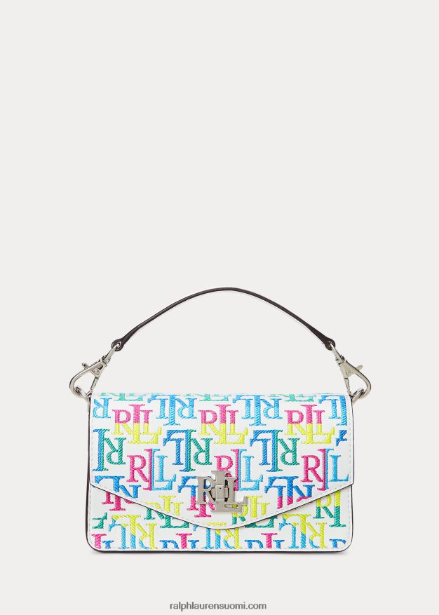 Ralph Lauren naiset logonahkainen pieni tayler crossbody laukku 0Z24ZR5337 mutli logo/valkoinen