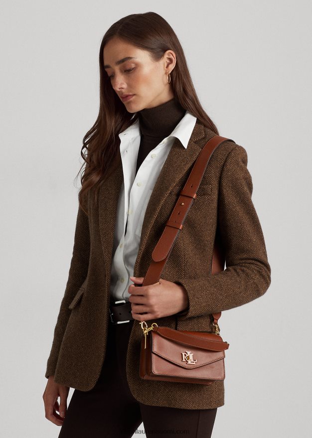 Ralph Lauren naiset nahkainen pieni tayler crossbody laukku 0Z24ZR5160 rusketus