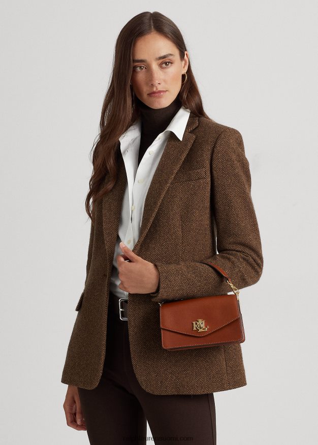 Ralph Lauren naiset nahkainen pieni tayler crossbody laukku 0Z24ZR5160 rusketus