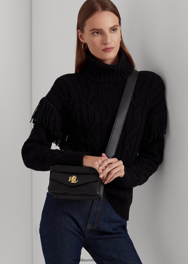 Ralph Lauren naiset nahkainen pieni tayler crossbody laukku 0Z24ZR5161 musta