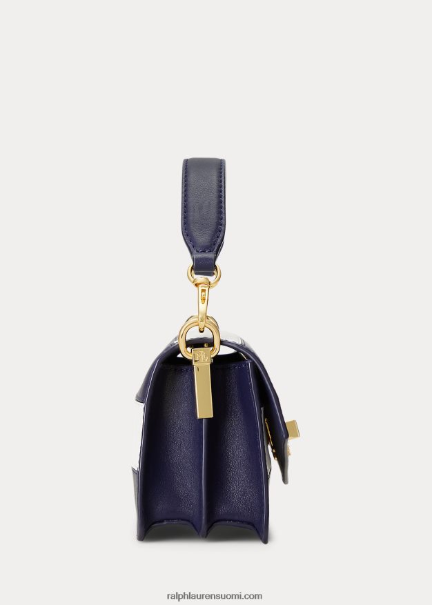 Ralph Lauren naiset nahkainen pieni tayler crossbody laukku 0Z24ZR5450 hienostunut laivastonsininen/valkoinen raita
