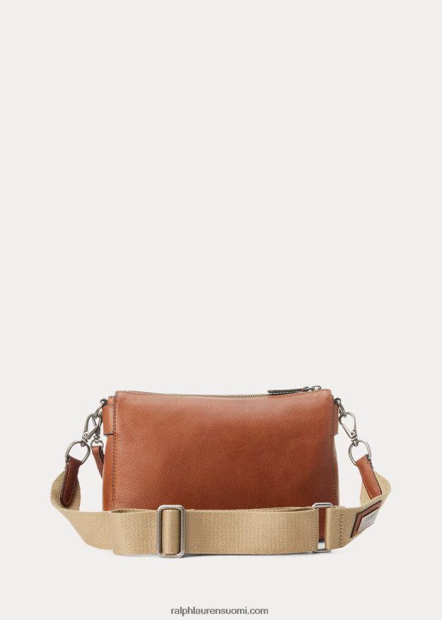 Ralph Lauren naiset nastoitettu nahka keskikokoinen noa crossbody 0Z24ZR5442 rusketus