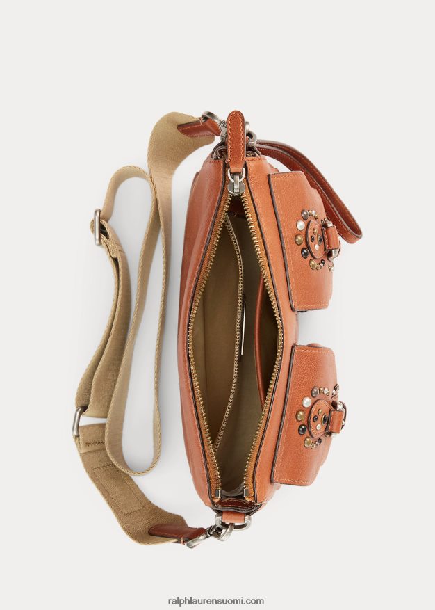 Ralph Lauren naiset nastoitettu nahka keskikokoinen noa crossbody 0Z24ZR5442 rusketus