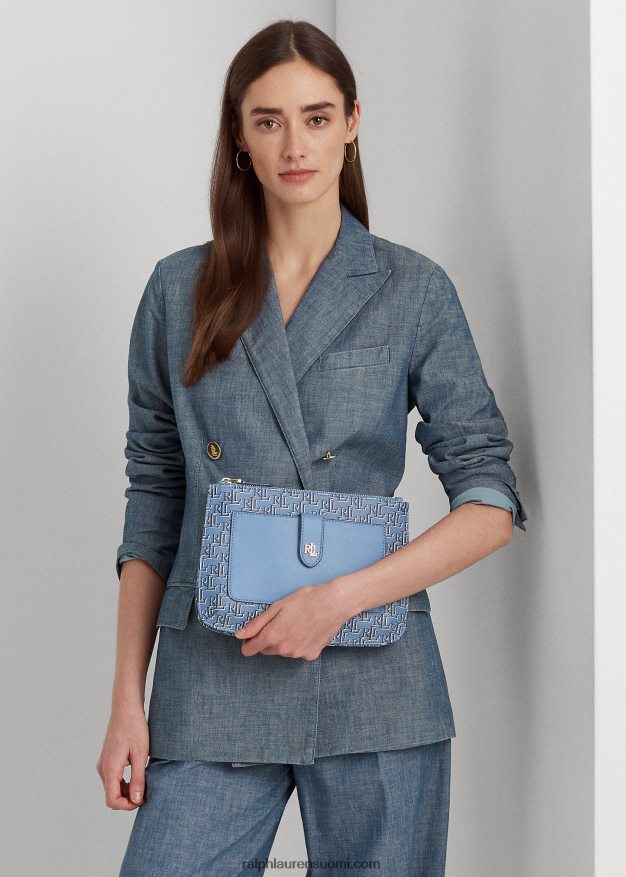 Ralph Lauren naiset päällystetty kankainen keskikokoinen jamey crossbody laukku 0Z24ZR5392 liuskekiven sininen