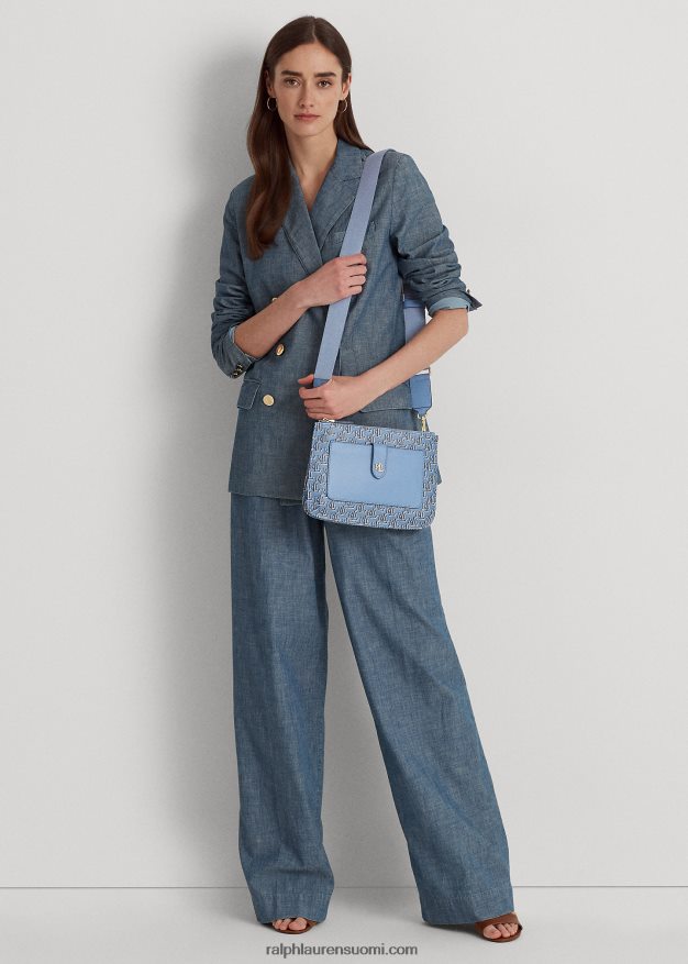 Ralph Lauren naiset päällystetty kankainen keskikokoinen jamey crossbody laukku 0Z24ZR5392 liuskekiven sininen