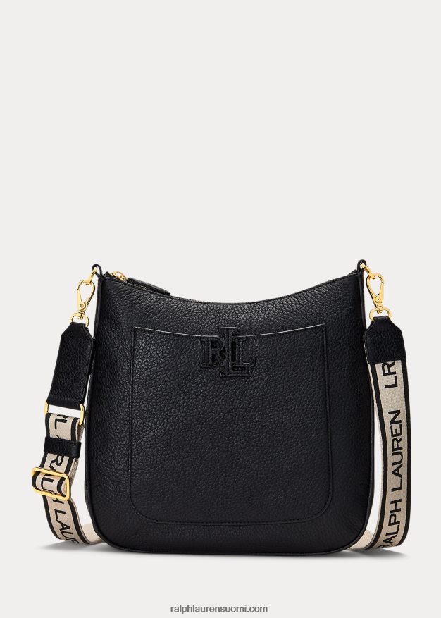 Ralph Lauren naiset pikkukivinahkainen iso cameryn crossbody 0Z24ZR5402 musta