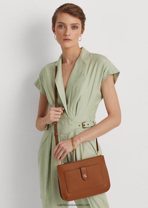 Ralph Lauren naiset pikkukivinahkainen keskikokoinen jamey crossbody 0Z24ZR5400 rusketus