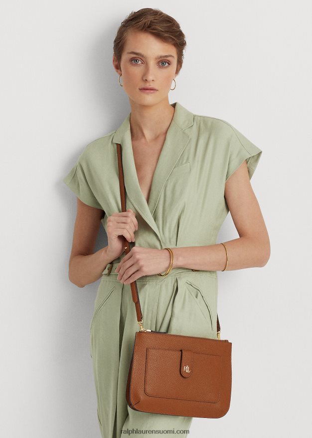 Ralph Lauren naiset pikkukivinahkainen keskikokoinen jamey crossbody 0Z24ZR5400 rusketus