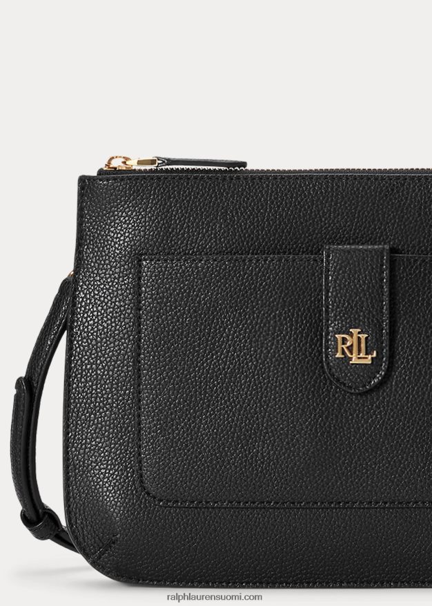 Ralph Lauren naiset pikkukivinahkainen keskikokoinen jamey crossbody 0Z24ZR5401 musta