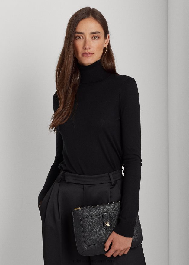 Ralph Lauren naiset pikkukivinahkainen keskikokoinen jamey crossbody 0Z24ZR5401 musta