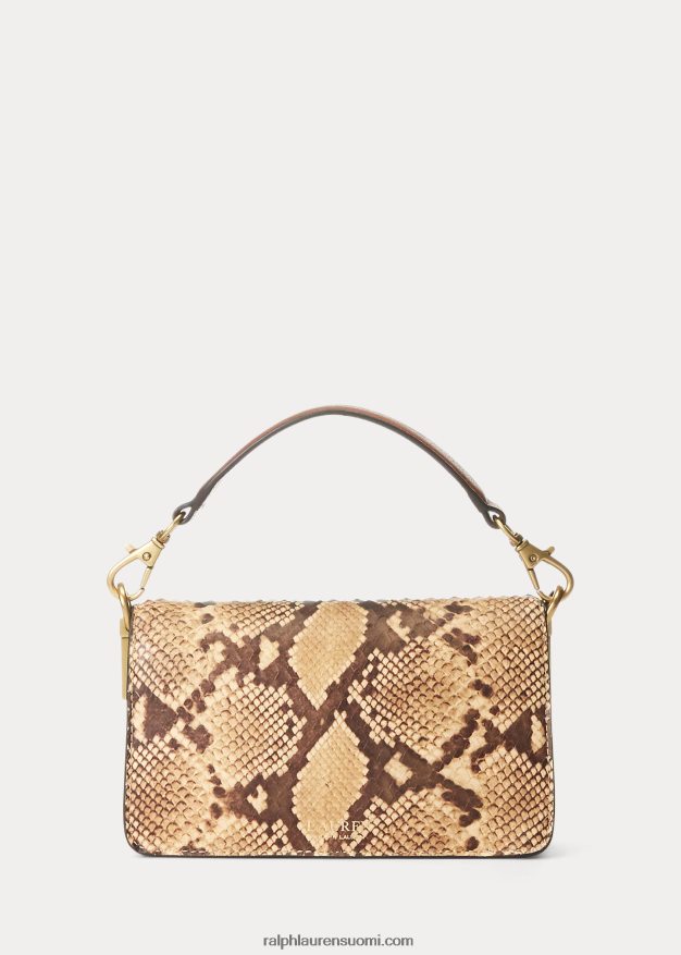 Ralph Lauren naiset tekokäärmeennahkainen pieni tayler crossbody 0Z24ZR5445 pergamentti/rusketus