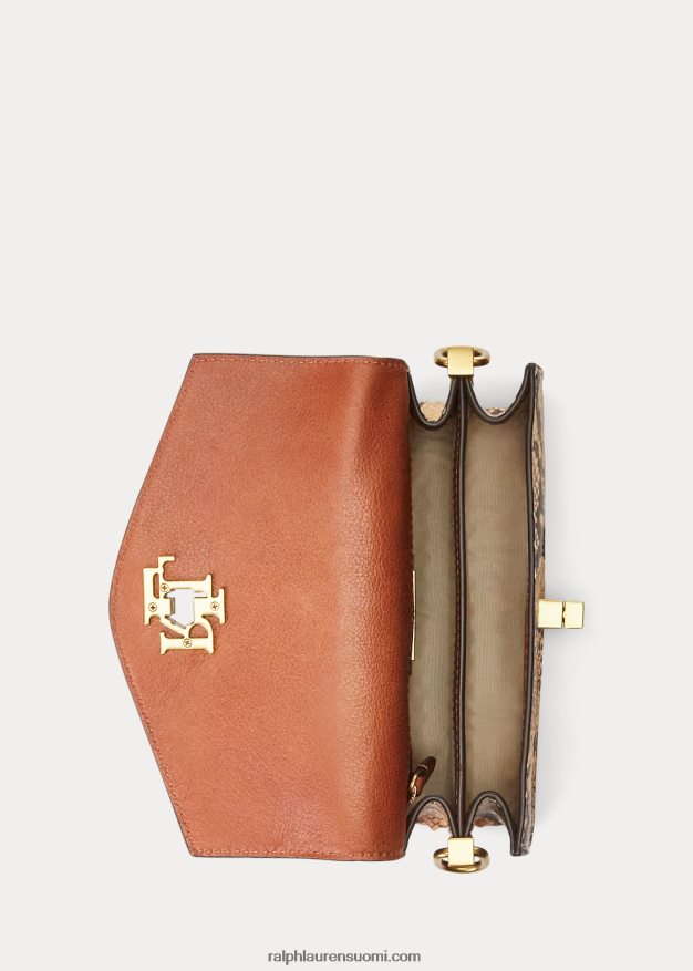 Ralph Lauren naiset tekokäärmeennahkainen pieni tayler crossbody 0Z24ZR5445 pergamentti/rusketus