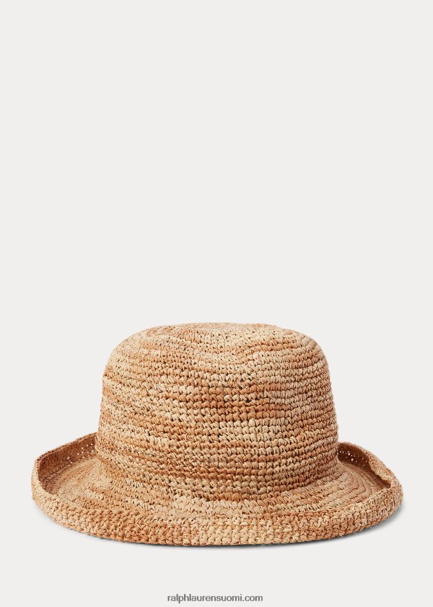 Ralph Lauren naiset virkattu raffia-aurinkohattu 0Z24ZR5559 luonnollinen