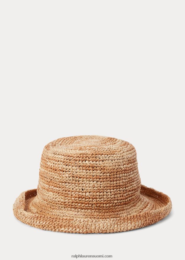Ralph Lauren naiset virkattu raffia-aurinkohattu 0Z24ZR5559 luonnollinen
