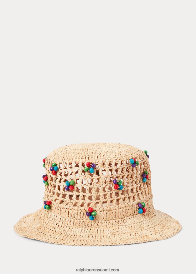 Ralph Lauren naiset virkattu raffia ämpärihattu 0Z24ZR5558 luonnollinen