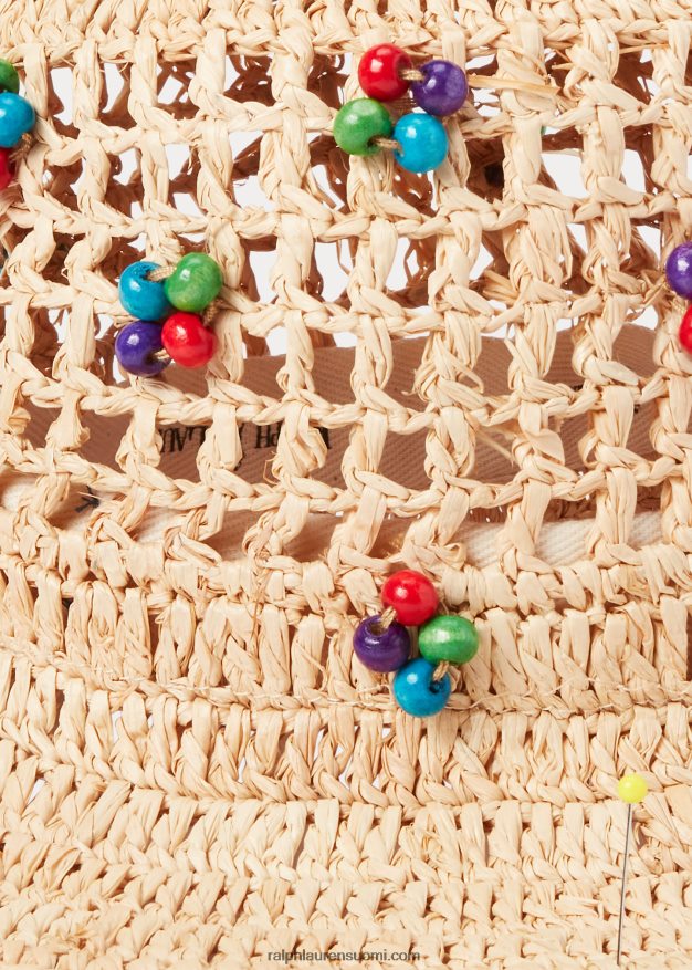 Ralph Lauren naiset virkattu raffia ämpärihattu 0Z24ZR5558 luonnollinen