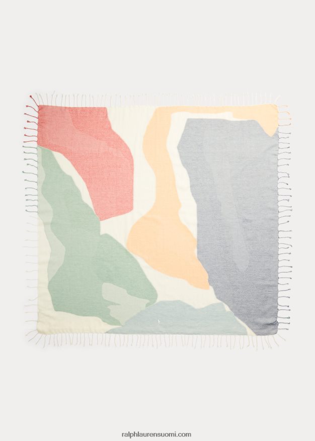 Ralph Lauren naiset abstrakti kuvioinen puuvillahuivi 0Z24ZR9731 kerma multi