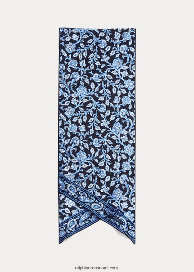 Ralph Lauren naiset foulard mulberry silkki habotai huivi 0Z24ZR5586 sininen/valkoinen multi