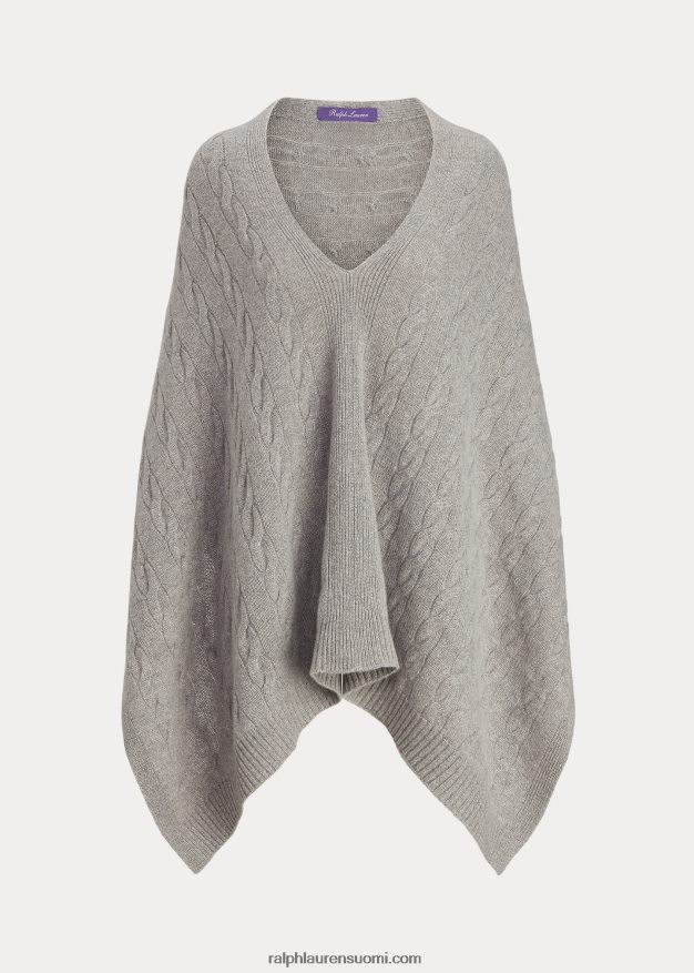 Ralph Lauren naiset kaapelikashmir poncho huivi 0Z24ZR5594 harmaa