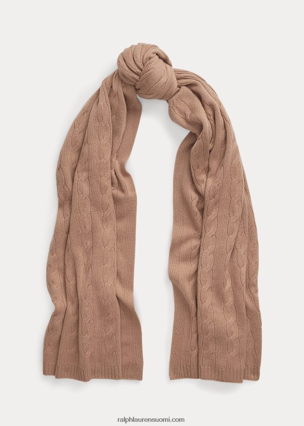 Ralph Lauren naiset kaapelineulottu kashmir huivi 0Z24ZR5616 kameli