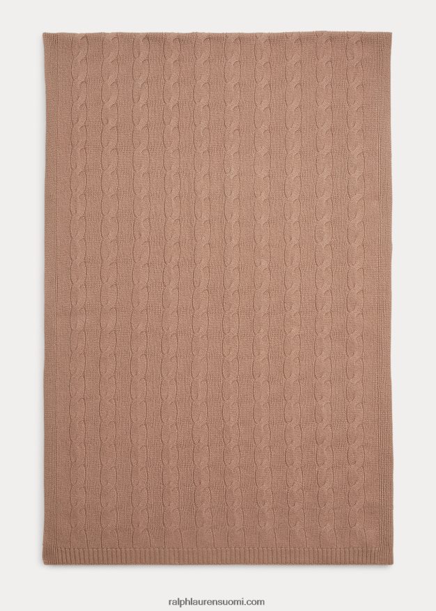 Ralph Lauren naiset kaapelineulottu kashmir huivi 0Z24ZR5616 kameli