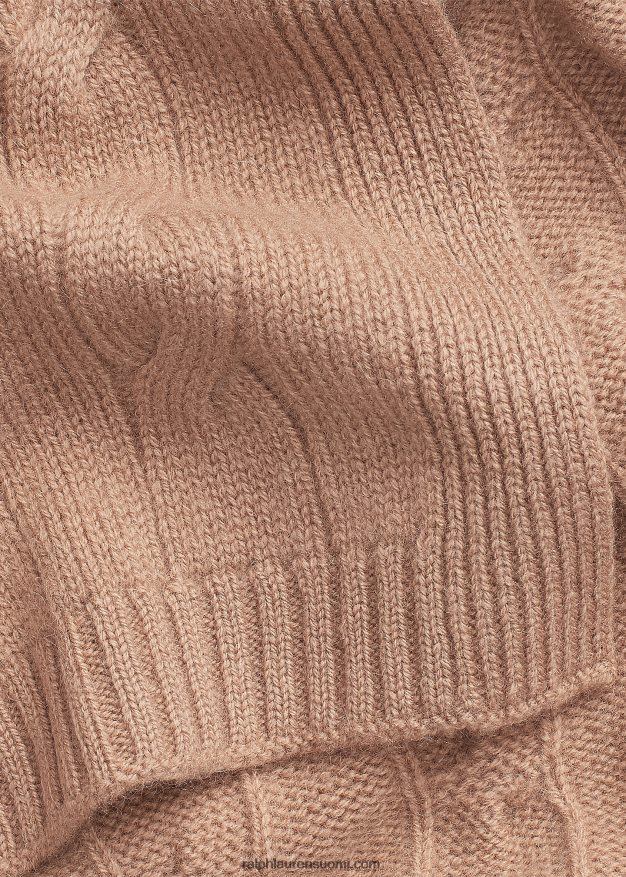Ralph Lauren naiset kaapelineulottu kashmir huivi 0Z24ZR5616 kameli