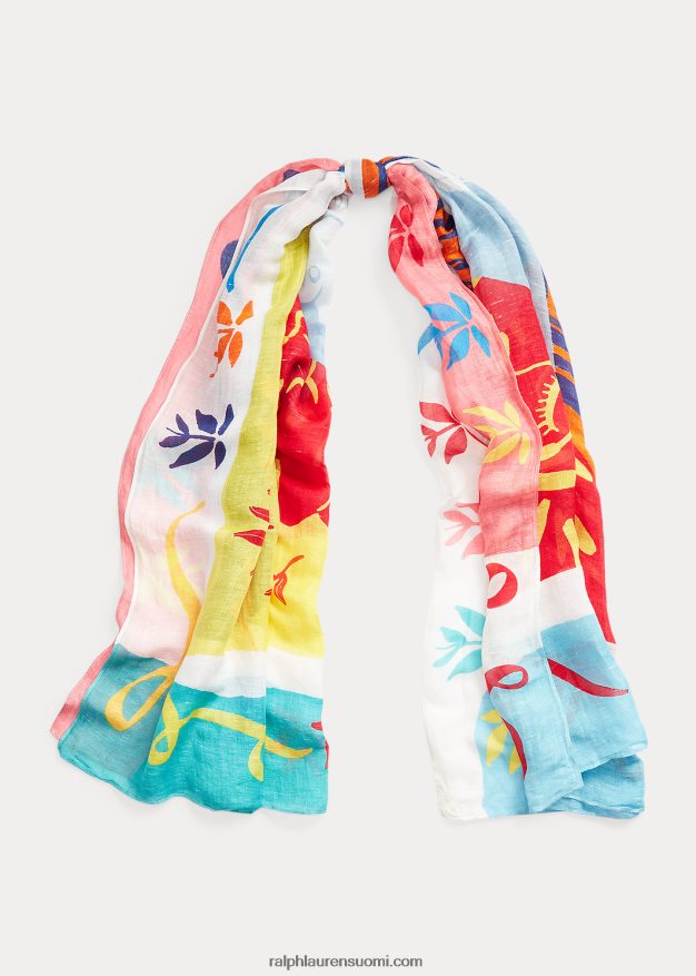 Ralph Lauren naiset mytologia-aiheinen pellavasekoitushuivi 0Z24ZR9747 multi