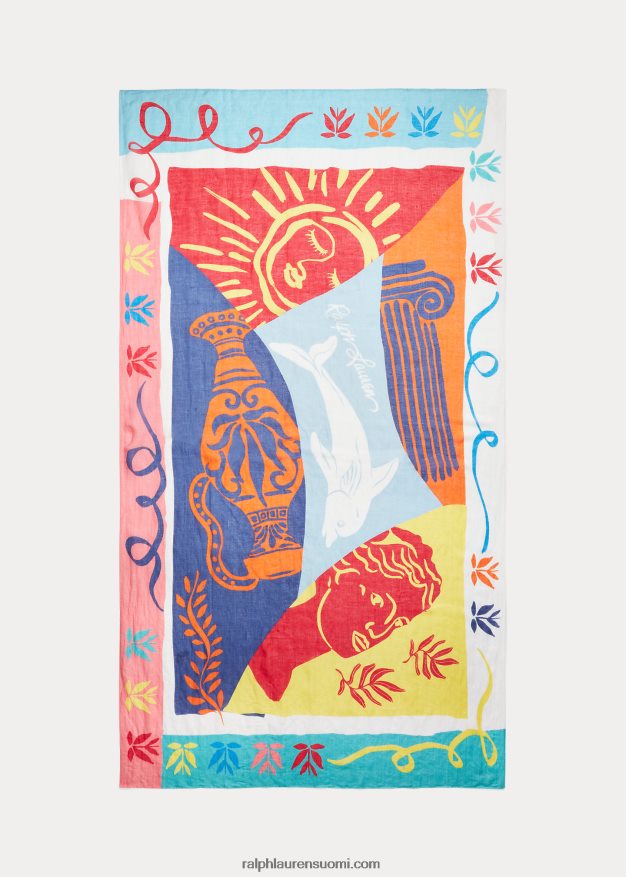 Ralph Lauren naiset mytologia-aiheinen pellavasekoitushuivi 0Z24ZR9747 multi