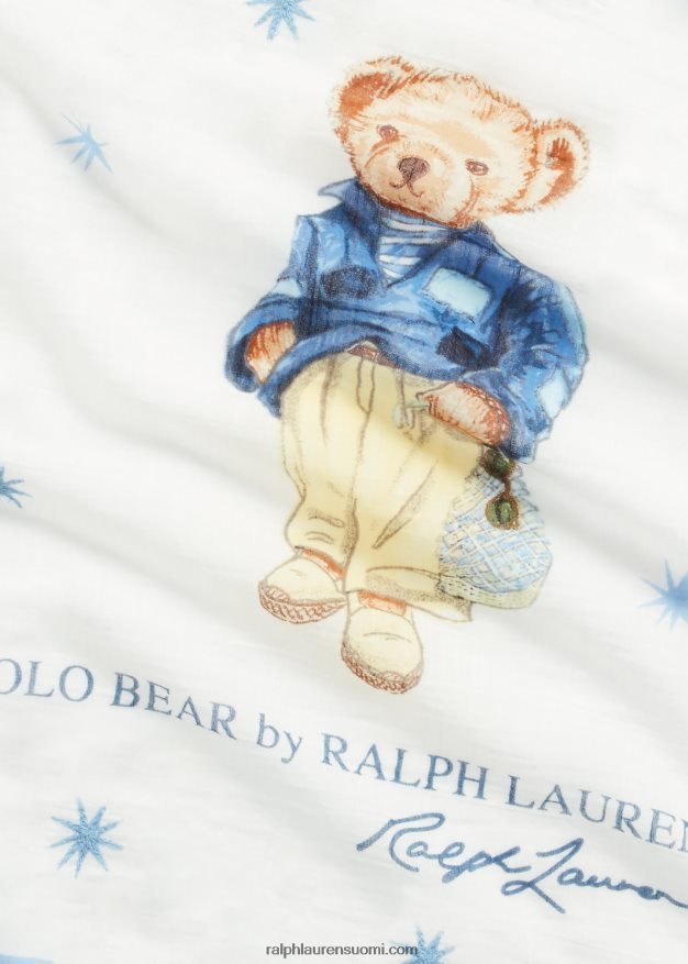 Ralph Lauren naiset poolokarhu puuvillahuivi 0Z24ZR5560 kerma/sininen