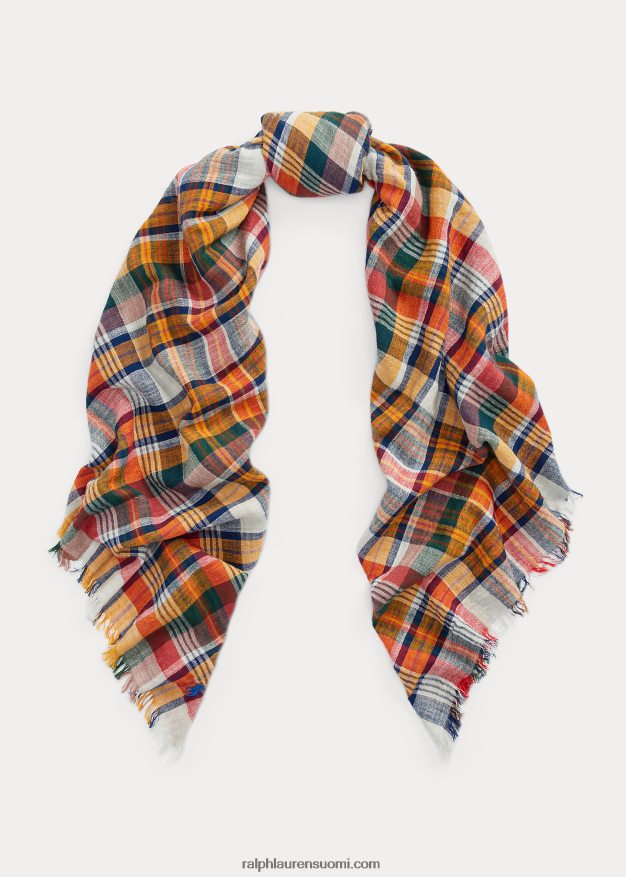 Ralph Lauren naiset ylisuuri ruudullinen hapsuhuivi 0Z24ZR5545 laivastonsininen ruudullinen