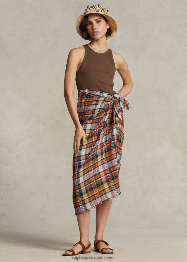 Ralph Lauren naiset ylisuuri ruudullinen hapsuhuivi 0Z24ZR5545 laivastonsininen ruudullinen