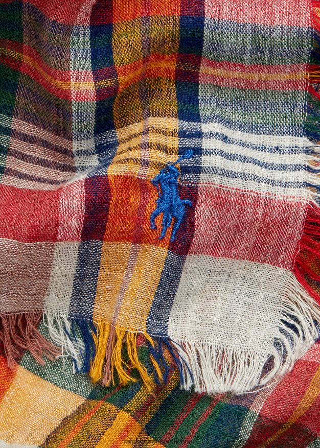 Ralph Lauren naiset ylisuuri ruudullinen hapsuhuivi 0Z24ZR5545 laivastonsininen ruudullinen