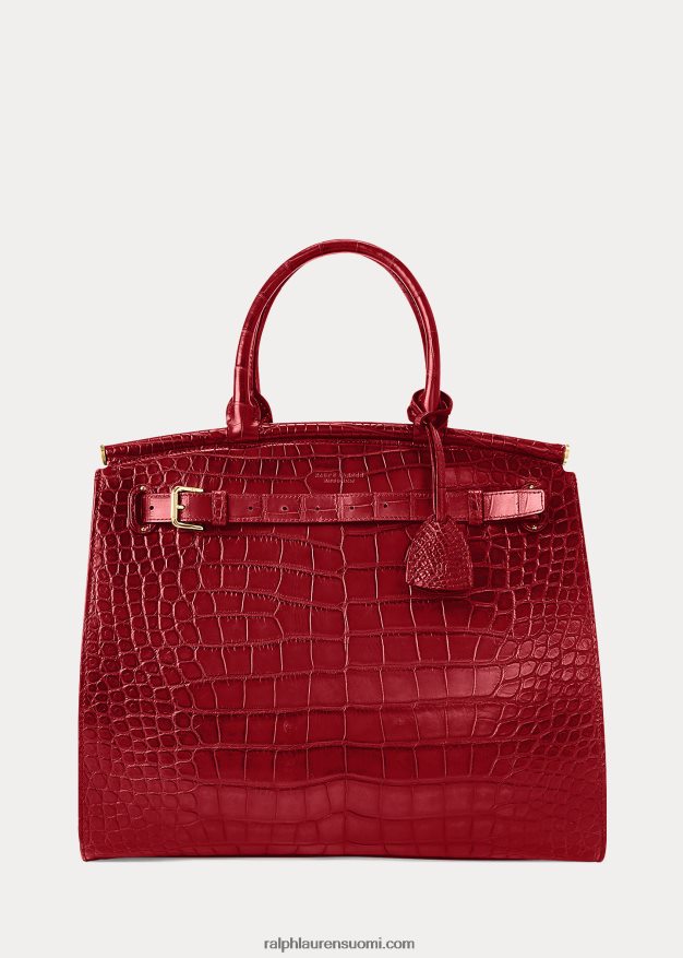 Ralph Lauren naiset alligaattori medium rl50 käsilaukku 0Z24ZR5290 syvä punainen