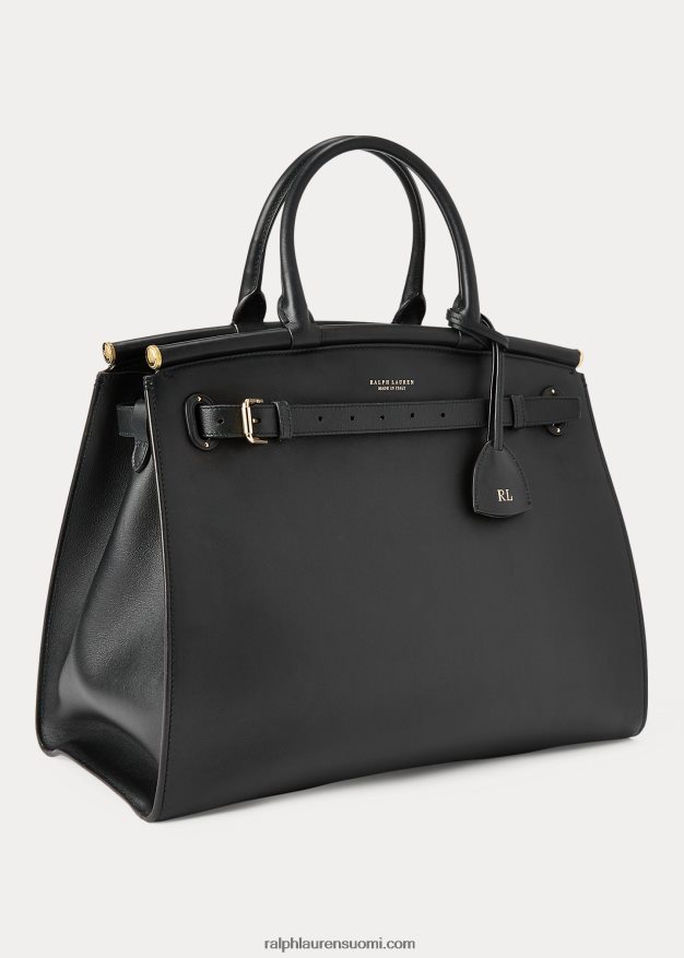 Ralph Lauren naiset vasikanahkainen iso rl50 käsilaukku 0Z24ZR5302 musta